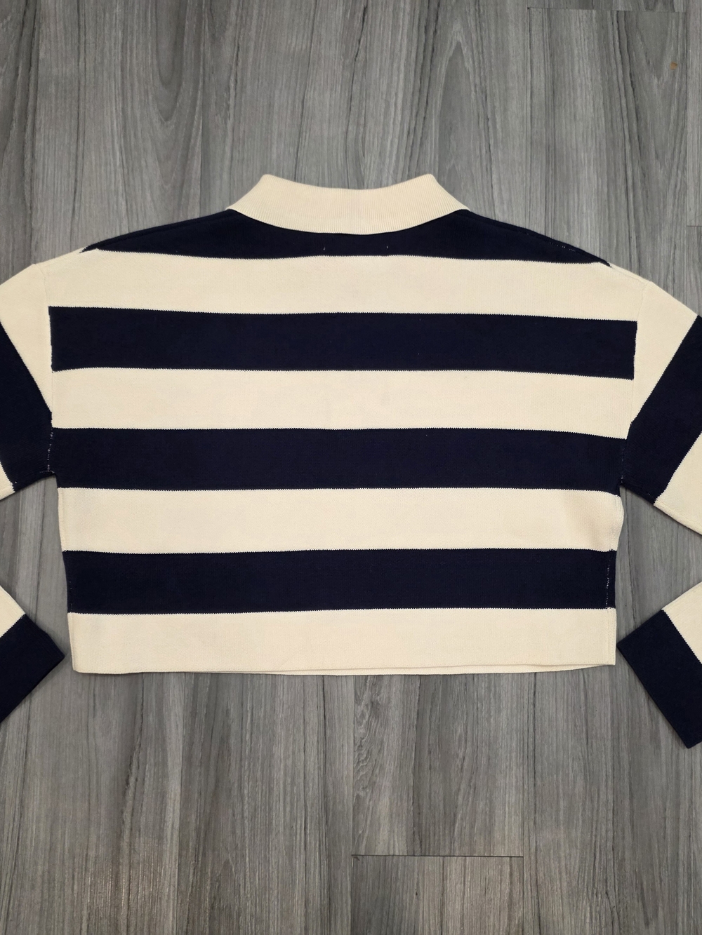 $228 SEROYA Ryla Striped Polo Sweater Nautical In Eggshell/navy cream - Picture 7 of 7